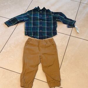 Nautica Green and Red Plaid Shirt